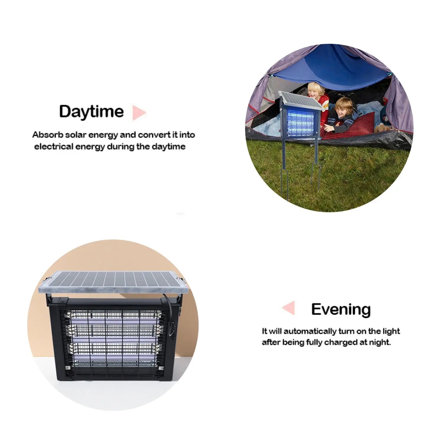Outdoor Solar Mosquito Zapper Killer Lamp Mosquito Trap IPX4 Waterproof Ground Insert UV Pest Control for Garden Yard Farm