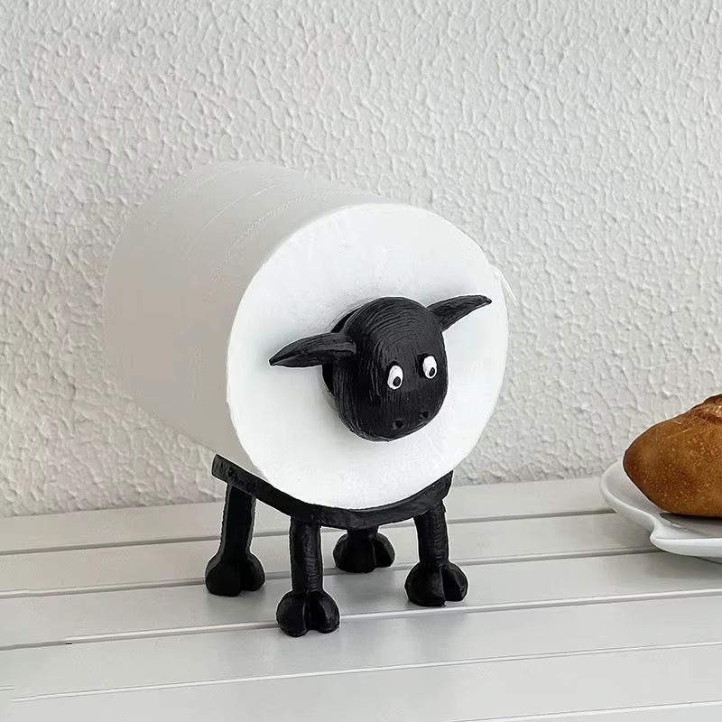 1/3PCS Upgraded Black Sheep Roll Paper Rack Cute Cartoon Animal Cat Cow Roll Paper Rack Bedroom Bathroom Storage Rack Ornaments