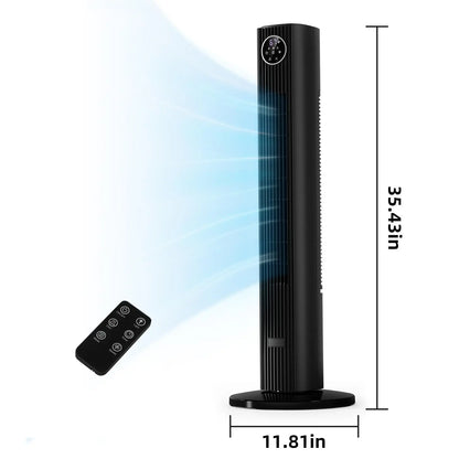 Electactic Tower Fan Portable Electric Oscillating Fan Quiet Remote Control Bladeless Floor Fan 3-Spped Wind Mode 12H Timer Bedroom Office
