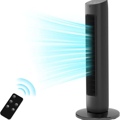 Electactic Tower Fan Portable Electric Oscillating Fan Quiet Remote Control Bladeless Floor Fan 3-Spped Wind Mode 12H Timer Bedroom Office