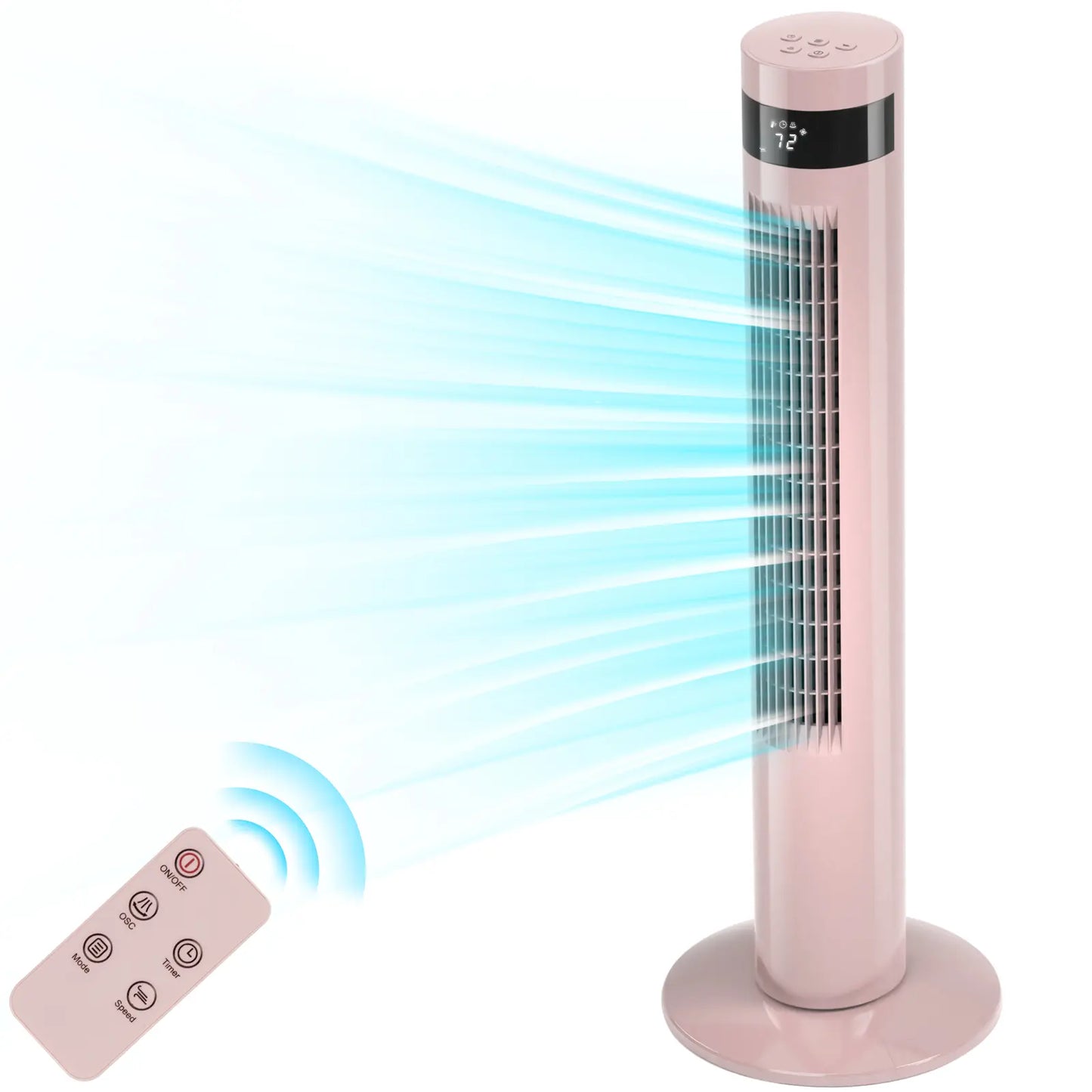 Electactic Tower Fan Portable Electric Oscillating Fan Quiet Remote Control Bladeless Floor Fan 3-Spped Wind Mode 12H Timer Bedroom Office