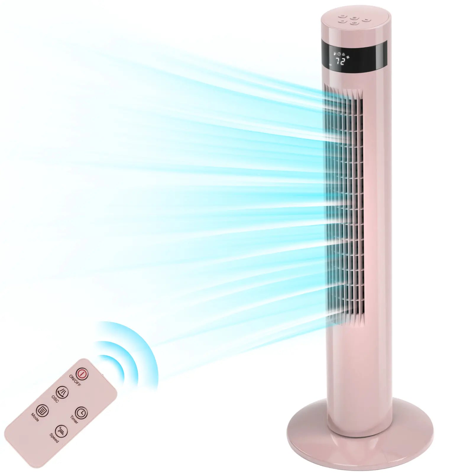 Electactic Tower Fan Portable Electric Oscillating Fan Quiet Remote Control Bladeless Floor Fan 3-Spped Wind Mode 12H Timer Bedroom Office