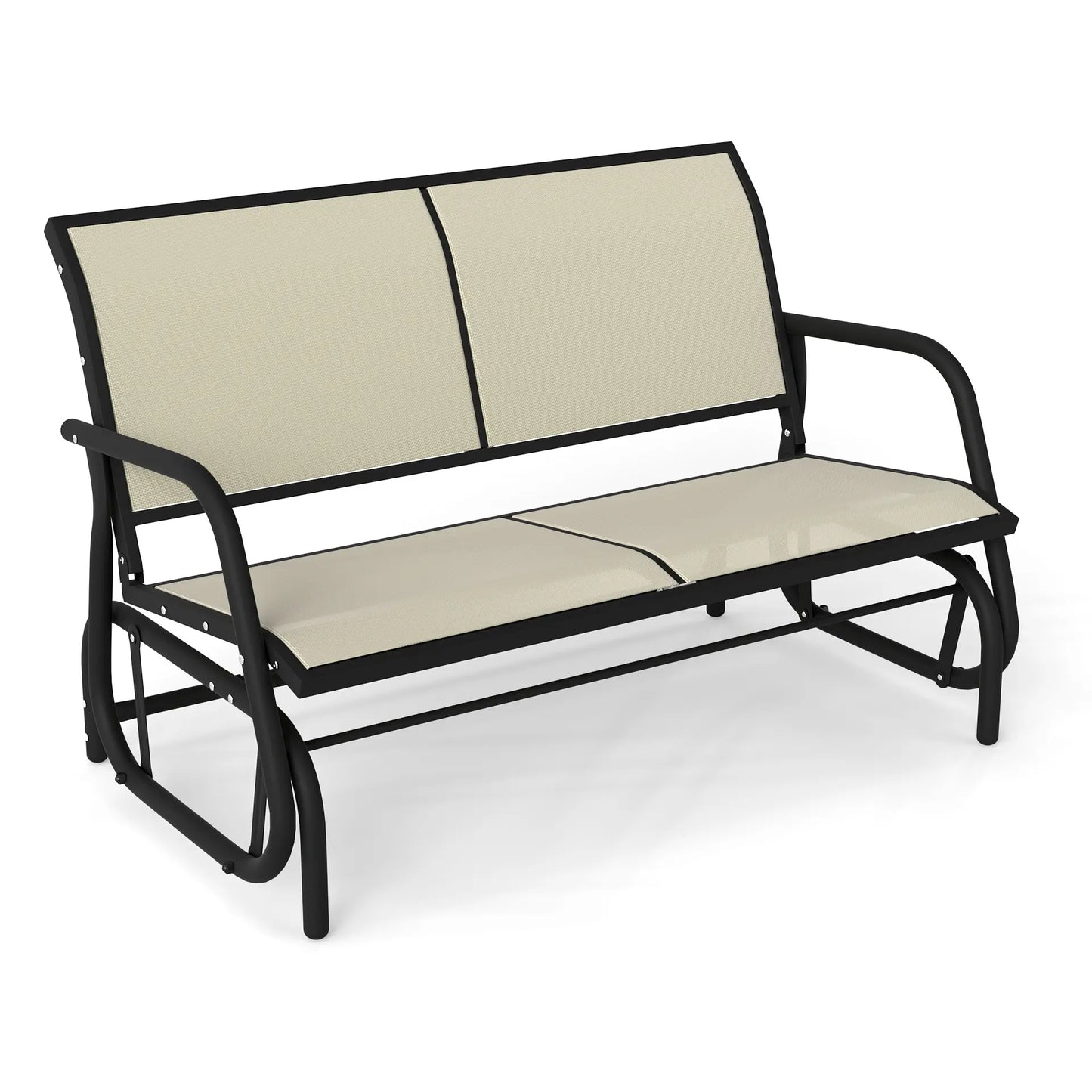 Murago 2/3 Person Outdoor Glider Bench, Patio Double Swing Rocking Chair Loveseat W/Powder Coated Steel Frame for Backyard Garden Porch