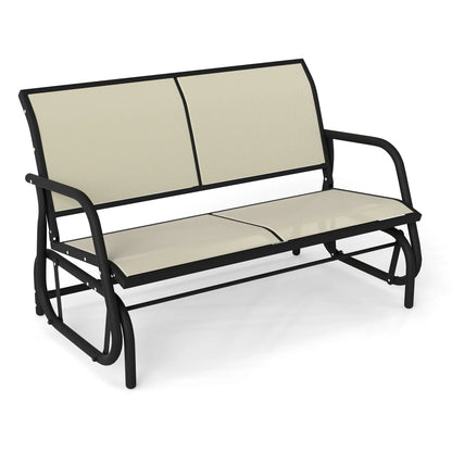 Murago 2/3 Person Outdoor Glider Bench, Patio Double Swing Rocking Chair Loveseat W/Powder Coated Steel Frame for Backyard Garden Porch