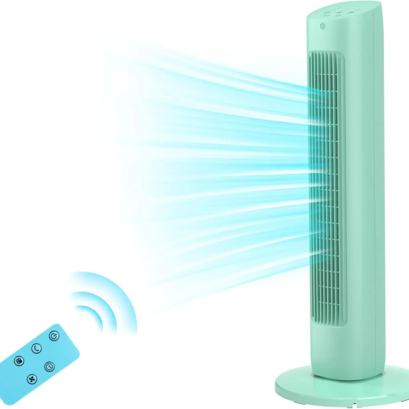 Electactic Tower Fan Portable Electric Oscillating Fan Quiet Remote Control Bladeless Floor Fan 3-Spped Wind Mode 12H Timer Bedroom Office