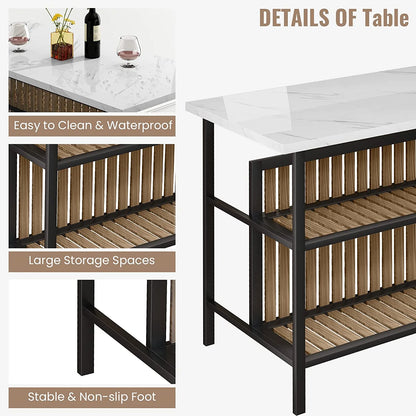 Kitchen Island with Seating, Wooden Counter Height Table