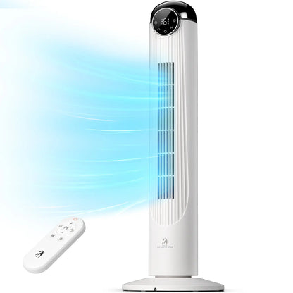 Electactic Tower Fan Portable Electric Oscillating Fan Quiet Remote Control Bladeless Floor Fan 3-Spped Wind Mode 12H Timer Bedroom Office