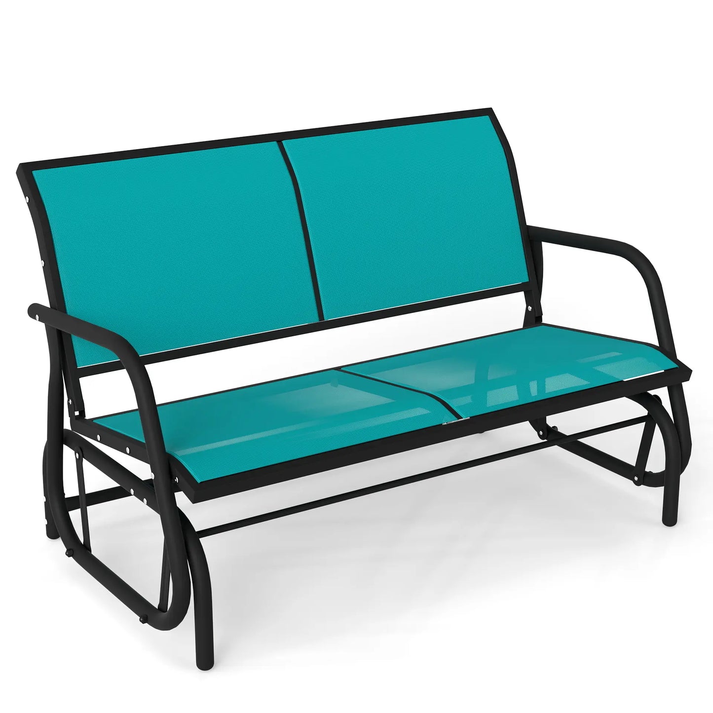 Murago 2/3 Person Outdoor Glider Bench, Patio Double Swing Rocking Chair Loveseat W/Powder Coated Steel Frame for Backyard Garden Porch