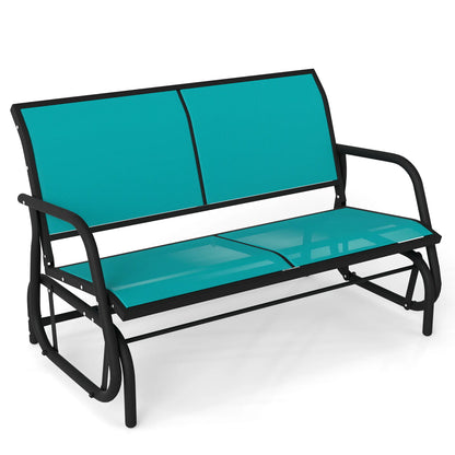 Murago 2/3 Person Outdoor Glider Bench, Patio Double Swing Rocking Chair Loveseat W/Powder Coated Steel Frame for Backyard Garden Porch