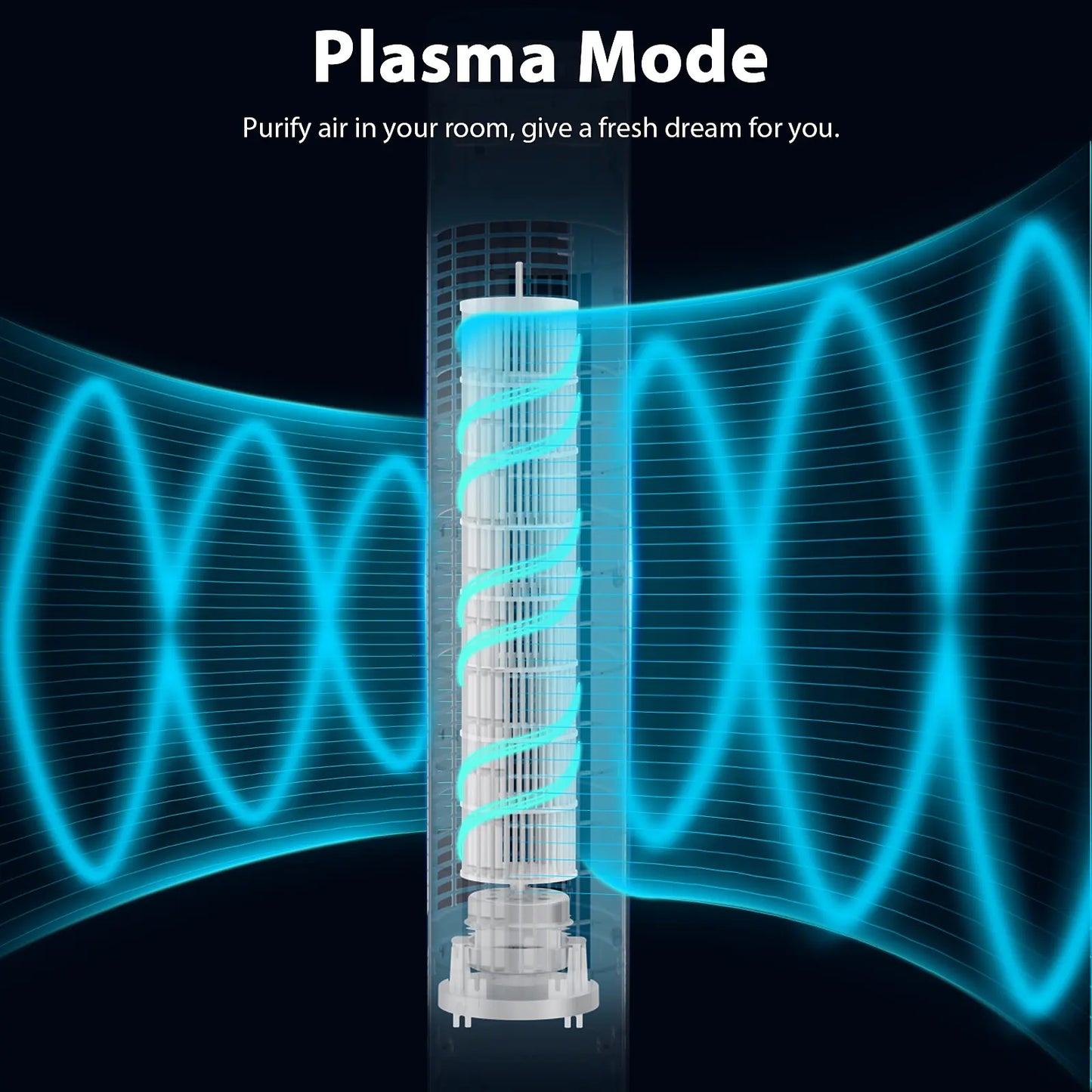 Electactic Tower Fan Portable Electric Oscillating Fan Quiet Remote Control Bladeless Floor Fan 3-Spped Wind Mode 12H Timer Bedroom Office