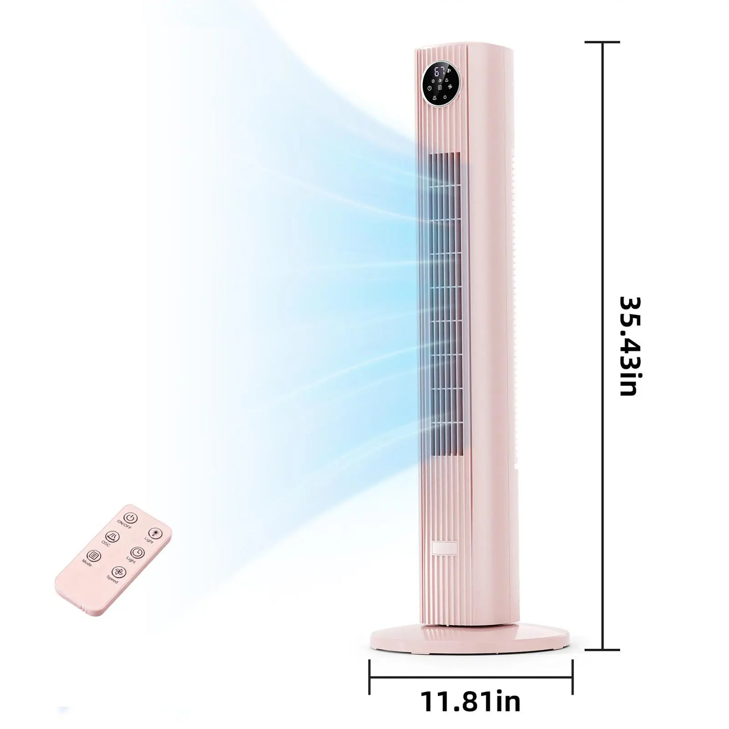 Electactic Tower Fan Portable Electric Oscillating Fan Quiet Remote Control Bladeless Floor Fan 3-Spped Wind Mode 12H Timer Bedroom Office