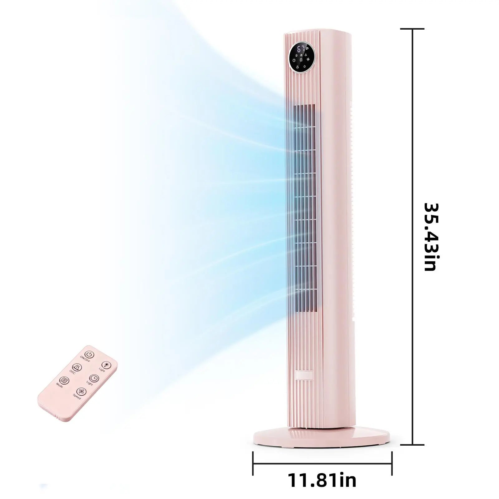 Electactic Tower Fan Portable Electric Oscillating Fan Quiet Remote Control Bladeless Floor Fan 3-Spped Wind Mode 12H Timer Bedroom Office