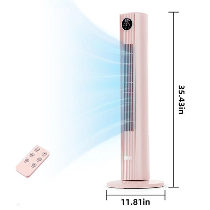 Electactic Tower Fan Portable Electric Oscillating Fan Quiet Remote Control Bladeless Floor Fan 3-Spped Wind Mode 12H Timer Bedroom Office