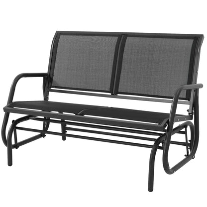 Murago 2/3 Person Outdoor Glider Bench, Patio Double Swing Rocking Chair Loveseat W/Powder Coated Steel Frame for Backyard Garden Porch
