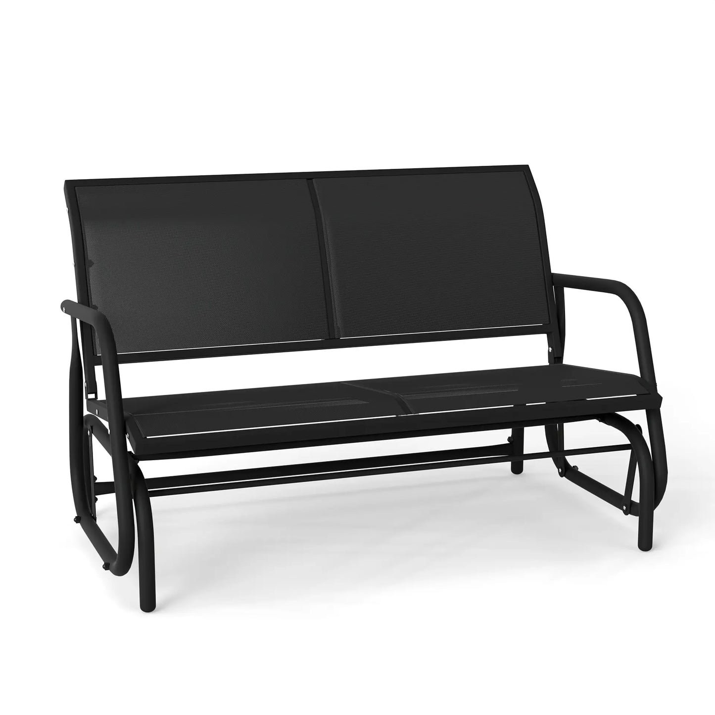 Murago 2/3 Person Outdoor Glider Bench, Patio Double Swing Rocking Chair Loveseat W/Powder Coated Steel Frame for Backyard Garden Porch
