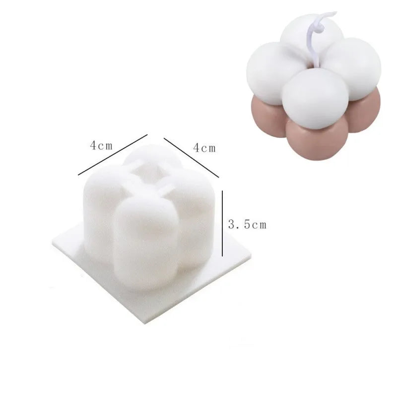 2PCS 3D Bubble Candle Mold, Spherical Resin Candle Mold, Cylindrical Candle Making Silicone Mold, Silicone Gypsum Mold