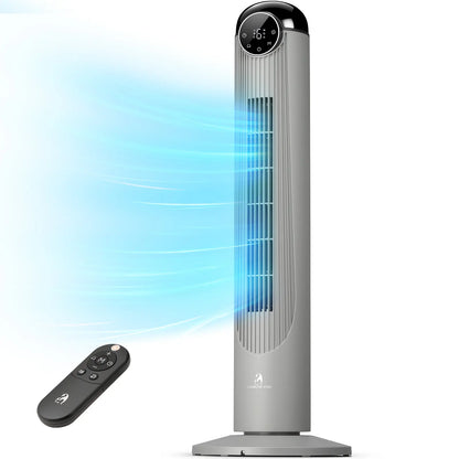 Electactic Tower Fan Portable Electric Oscillating Fan Quiet Remote Control Bladeless Floor Fan 3-Spped Wind Mode 12H Timer Bedroom Office