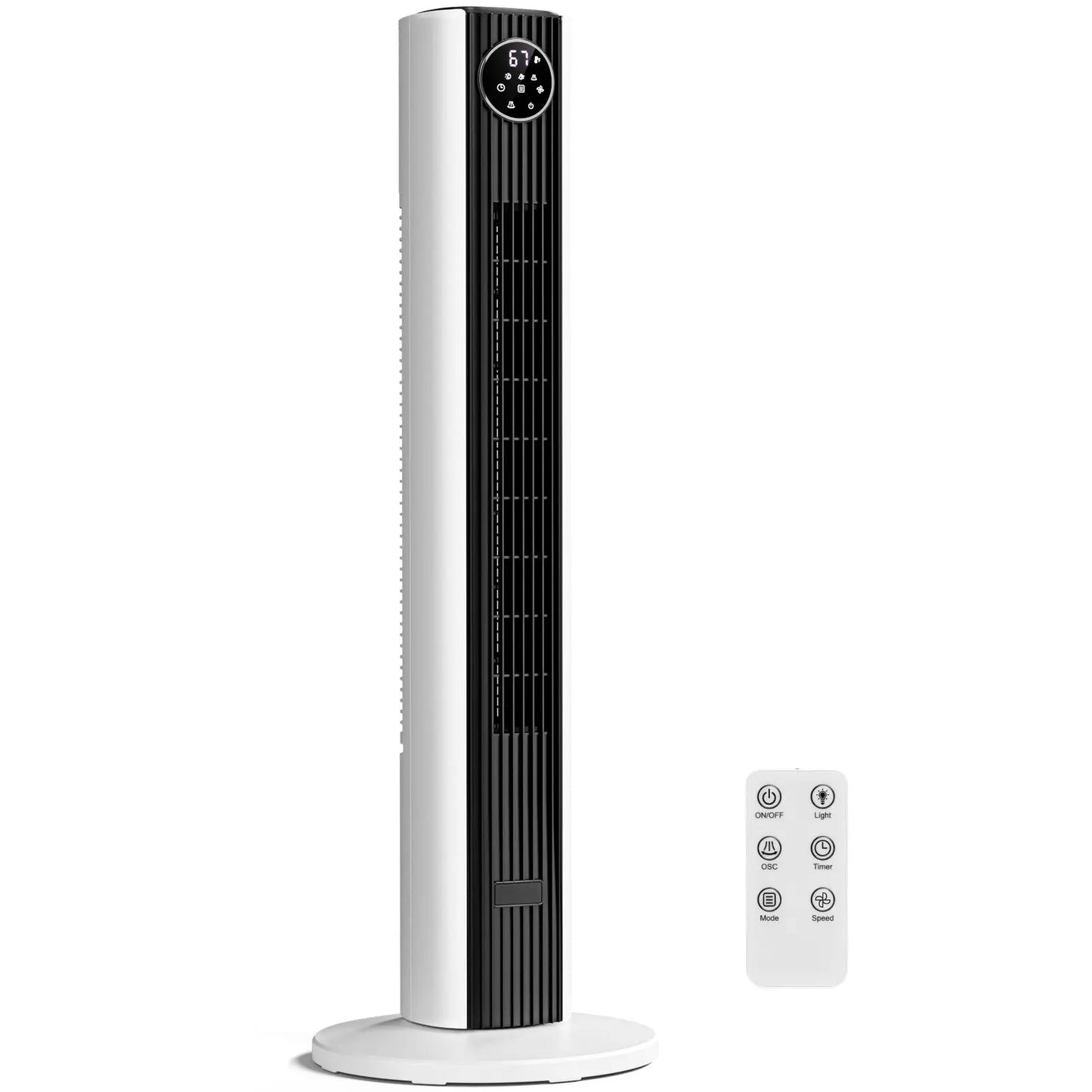 Electactic Tower Fan Portable Electric Oscillating Fan Quiet Remote Control Bladeless Floor Fan 3-Spped Wind Mode 12H Timer Bedroom Office
