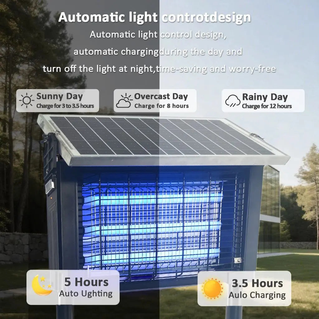Outdoor Solar Mosquito Zapper Killer Lamp Mosquito Trap IPX4 Waterproof Ground Insert UV Pest Control for Garden Yard Farm