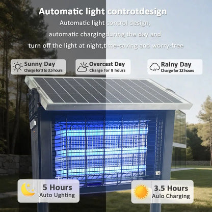 Outdoor Solar Mosquito Zapper Killer Lamp Mosquito Trap IPX4 Waterproof Ground Insert UV Pest Control for Garden Yard Farm