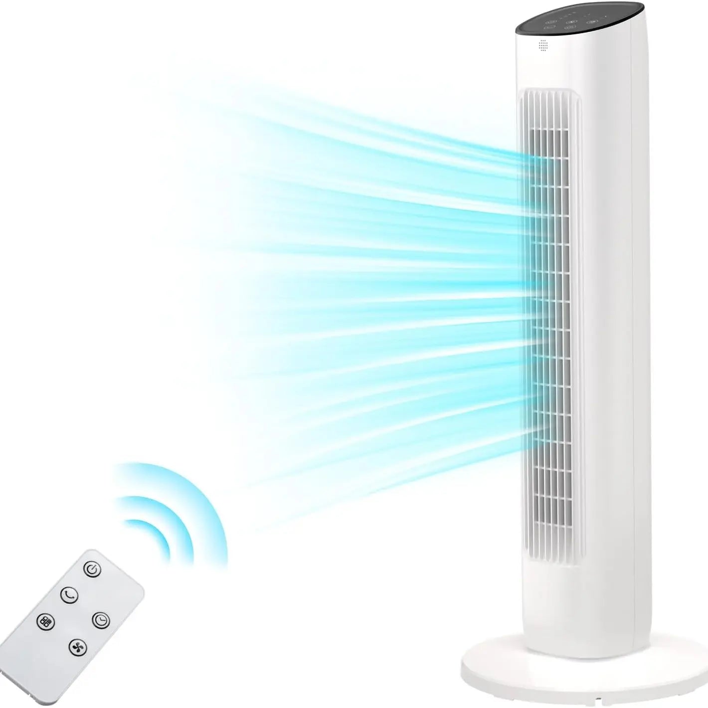 Electactic Tower Fan Portable Electric Oscillating Fan Quiet Remote Control Bladeless Floor Fan 3-Spped Wind Mode 12H Timer Bedroom Office
