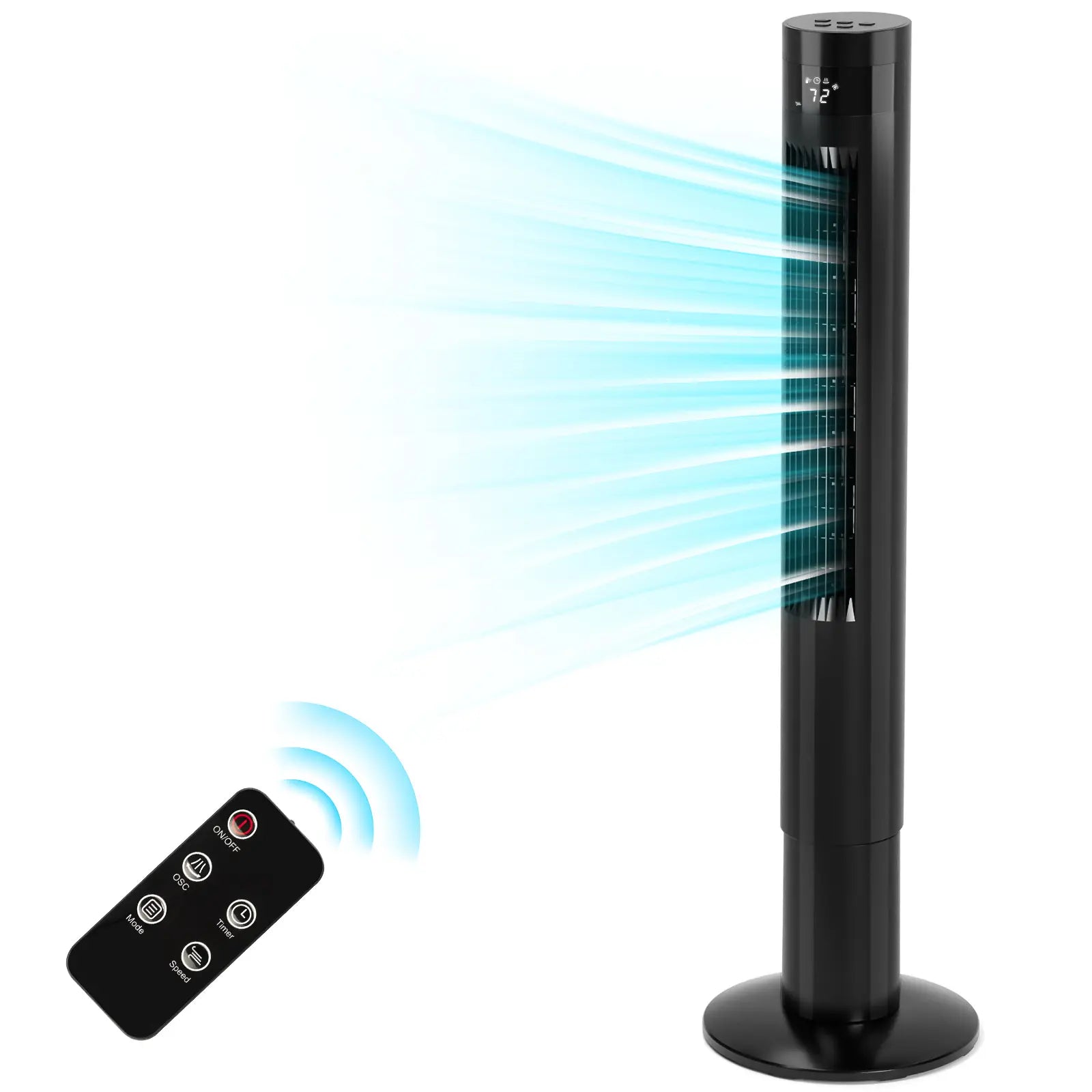 Electactic Tower Fan Portable Electric Oscillating Fan Quiet Remote Control Bladeless Floor Fan 3-Spped Wind Mode 12H Timer Bedroom Office