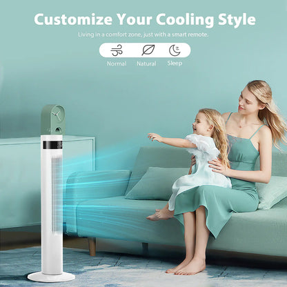 Electactic Tower Fan Portable Electric Oscillating Fan Quiet Remote Control Bladeless Floor Fan 3-Spped Wind Mode 12H Timer Bedroom Office