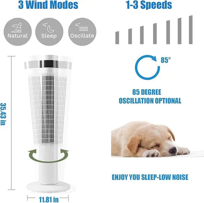 Electactic Tower Fan Portable Electric Oscillating Fan Quiet Remote Control Bladeless Floor Fan 3-Spped Wind Mode 12H Timer Bedroom Office